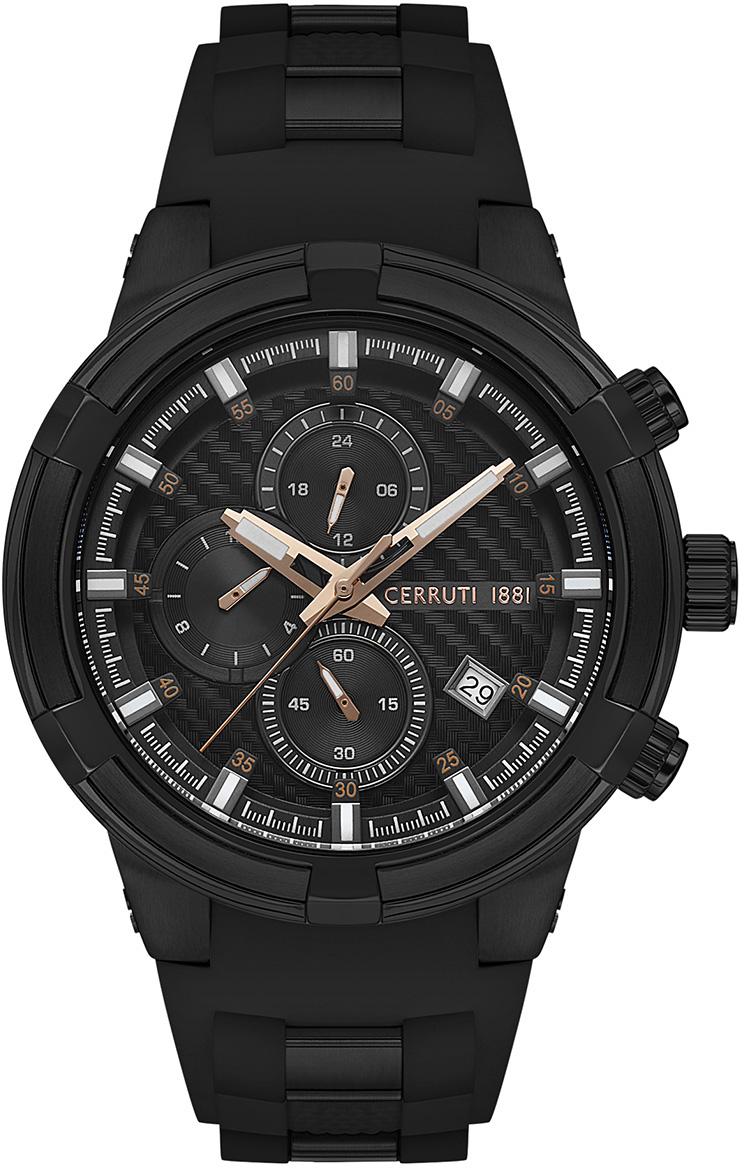 Cerruti 1881 CIWGQ2109003 Takvimli Siyah Silikon Kordon Analog Erkek Kol Saati