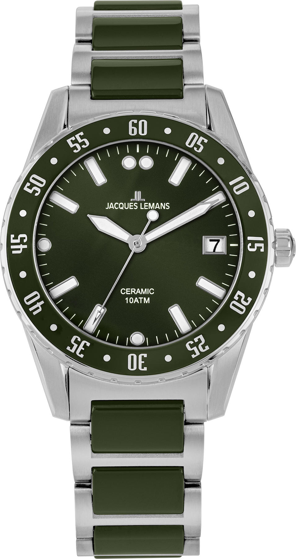 Jacques Lemans 42-10C Takvimli 42 mm Yeşil Çelik Kordon Analog Kol Saati