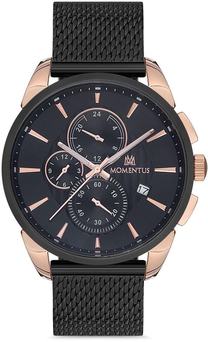 Momentus CC106R-04SR Takvimli 44 mm Siyah Çelik Kordon Analog Kol Saati