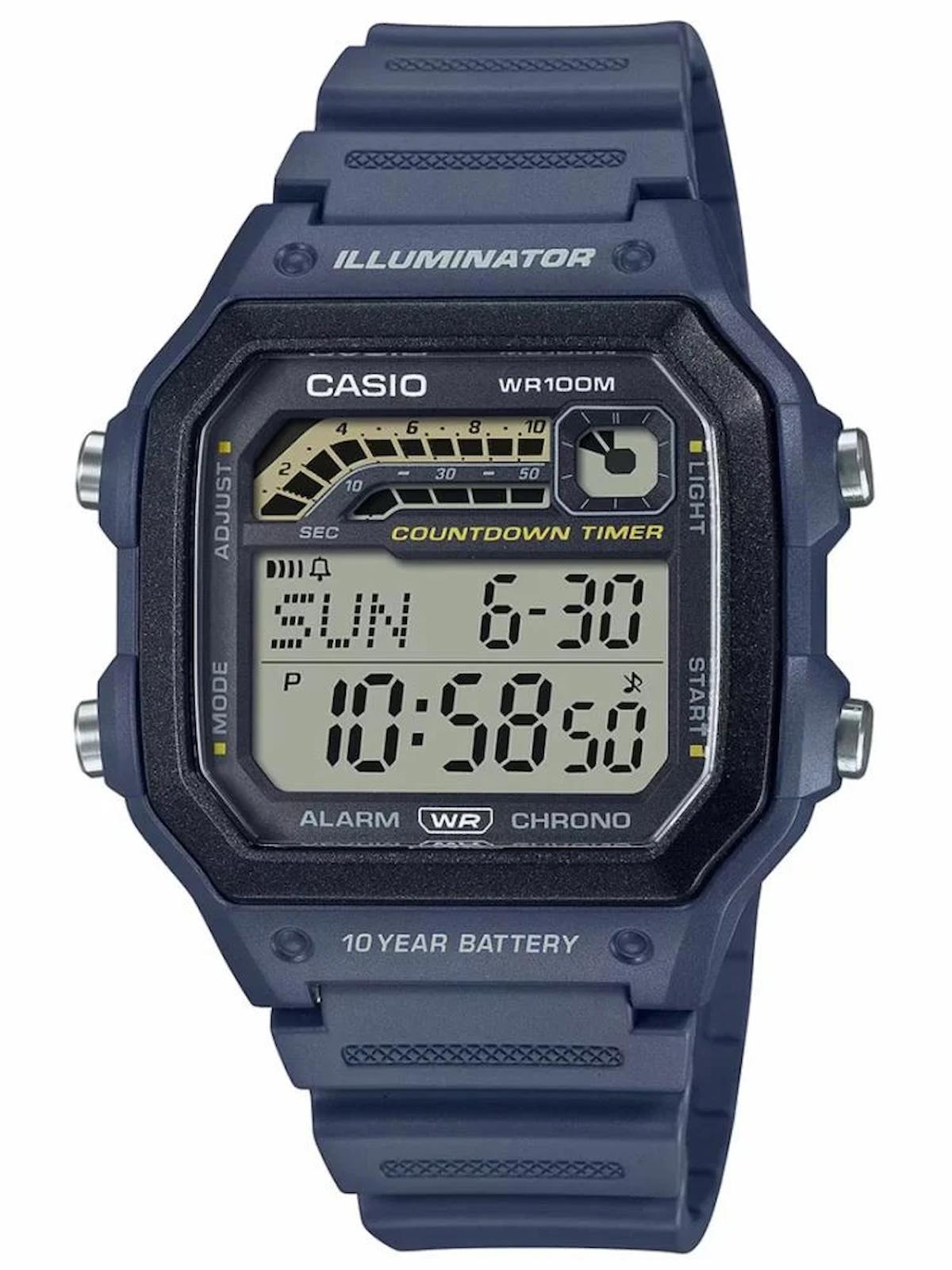 Casio WS-1600H-2AVDF Takvimli 42 mm Lacivert Plastik Kordon Dijital Erkek Kol Saati