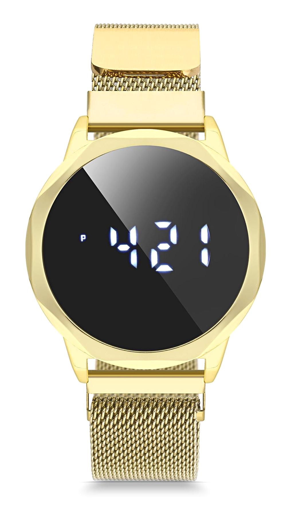 Duke Nickle DEJ29002A Takvimli 42 mm Sarı Metal Kordon Dijital Erkek Kol Saati