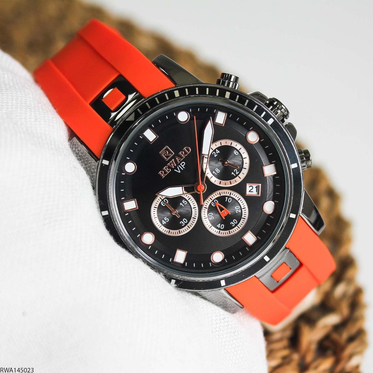 Reward RWA145023 Takvimli 45 mm Turuncu Silikon Kordon Analog Erkek Kol Saati