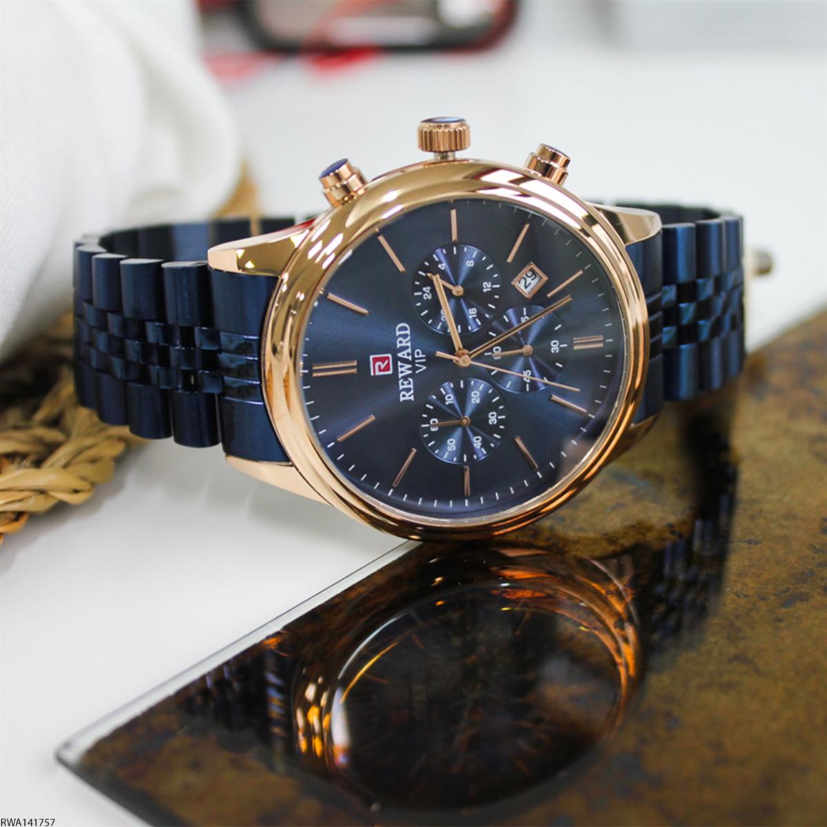 Reward RWA141757 Takvimli 45 mm Lacivert Metal Kordon Analog Erkek Kol Saati