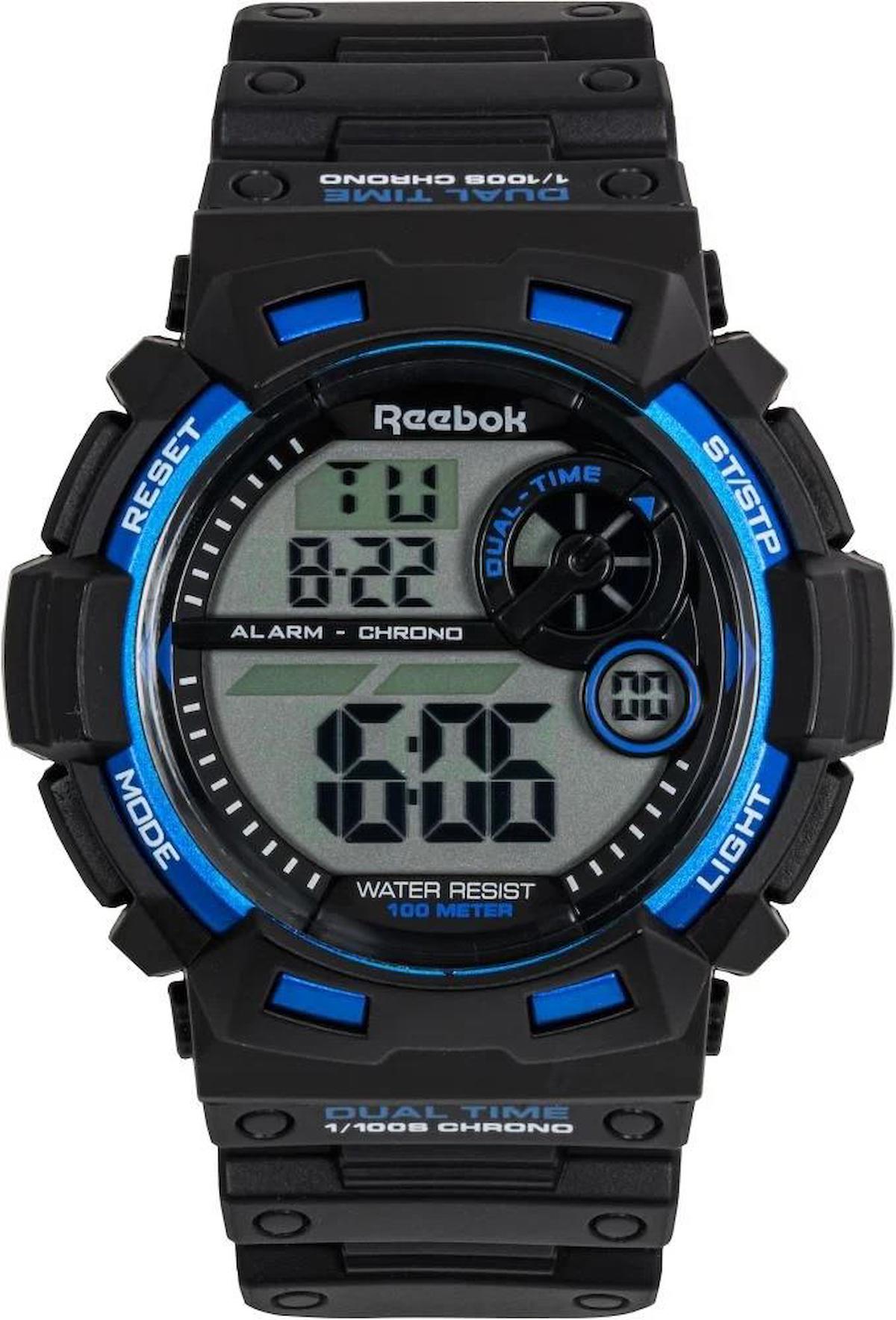 Reebok RV-PAT-G9-PKPB-WK Takvimli 35 mm Siyah Silikon Kordon Dijital Erkek Kol Saati