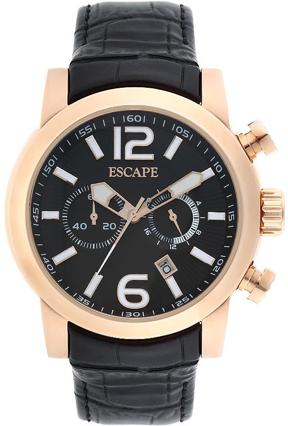 Escape EC1111-102 Takvimli 46 mm Siyah Deri Kordon Analog Kol Saati