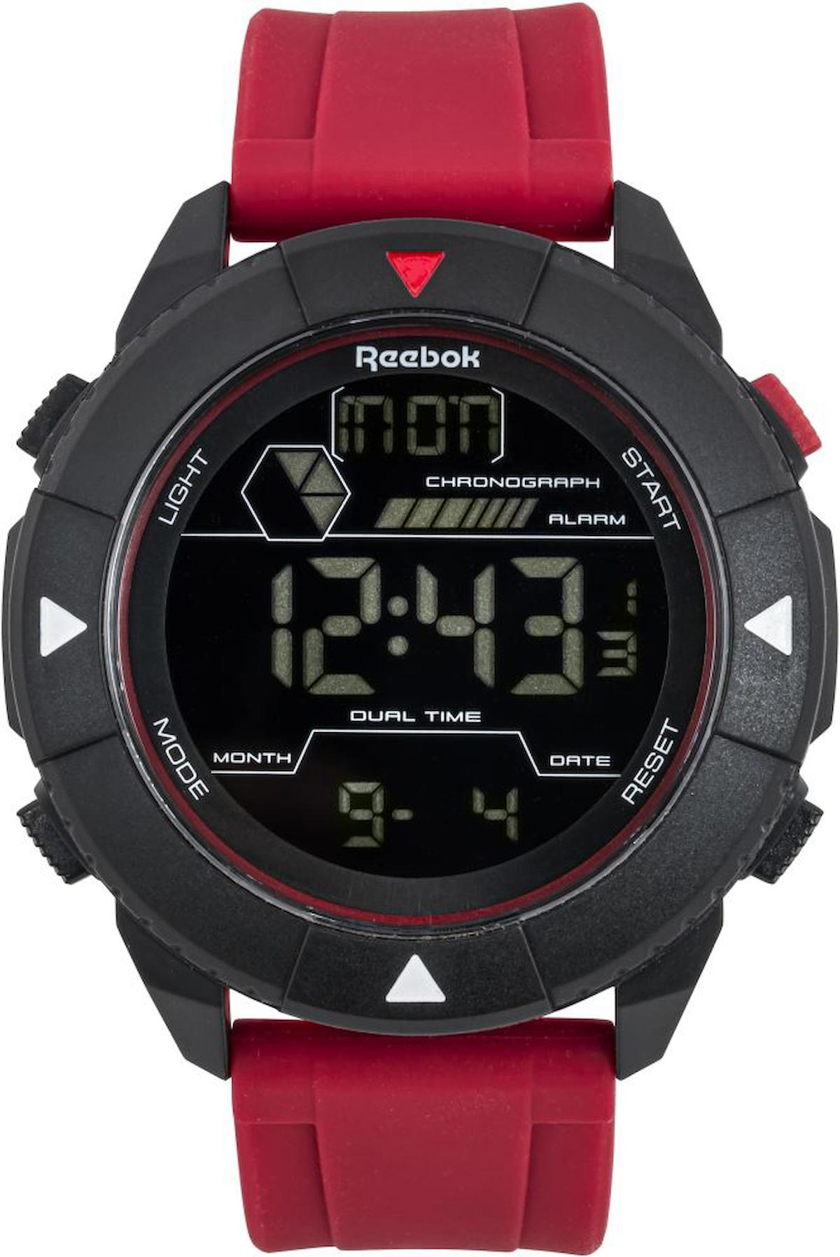 Reebok RV-BLZ-G9-PBPR-BB Takvimli 50 mm Kırmızı Silikon Kordon Dijital Erkek Kol Saati