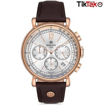Hislon S100R-02KR Pusulalı Takvimli 44 mm Kahverengi Çelik Kordon Analog Erkek Kol Saati
