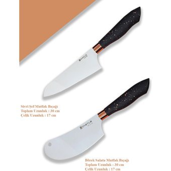 Castle Kitchen Black Copper Serisi 2 Li Mutfak Bıçak Seti (Sivri Şef - Börek Salata)