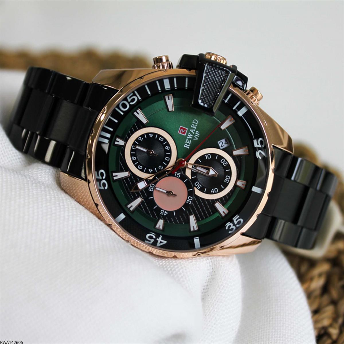 Reward RWA142606 Takvimli 45 mm Siyah Metal Kordon Analog Erkek Kol Saati