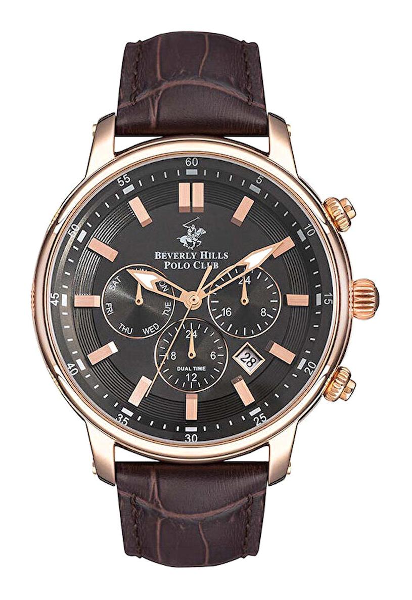 Beverly Hills Polo Club BP3255X462 Takvimli 46-50 mm Kahverengi Plastik Kordon Analog Erkek Kol Saati
