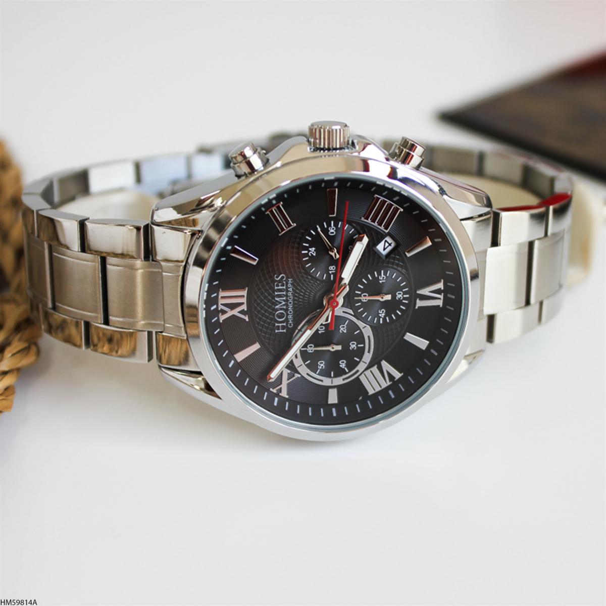 Homies HM59814A Pusulalı Takvimli 45 mm Metal Kordon Analog Erkek Kol Saati