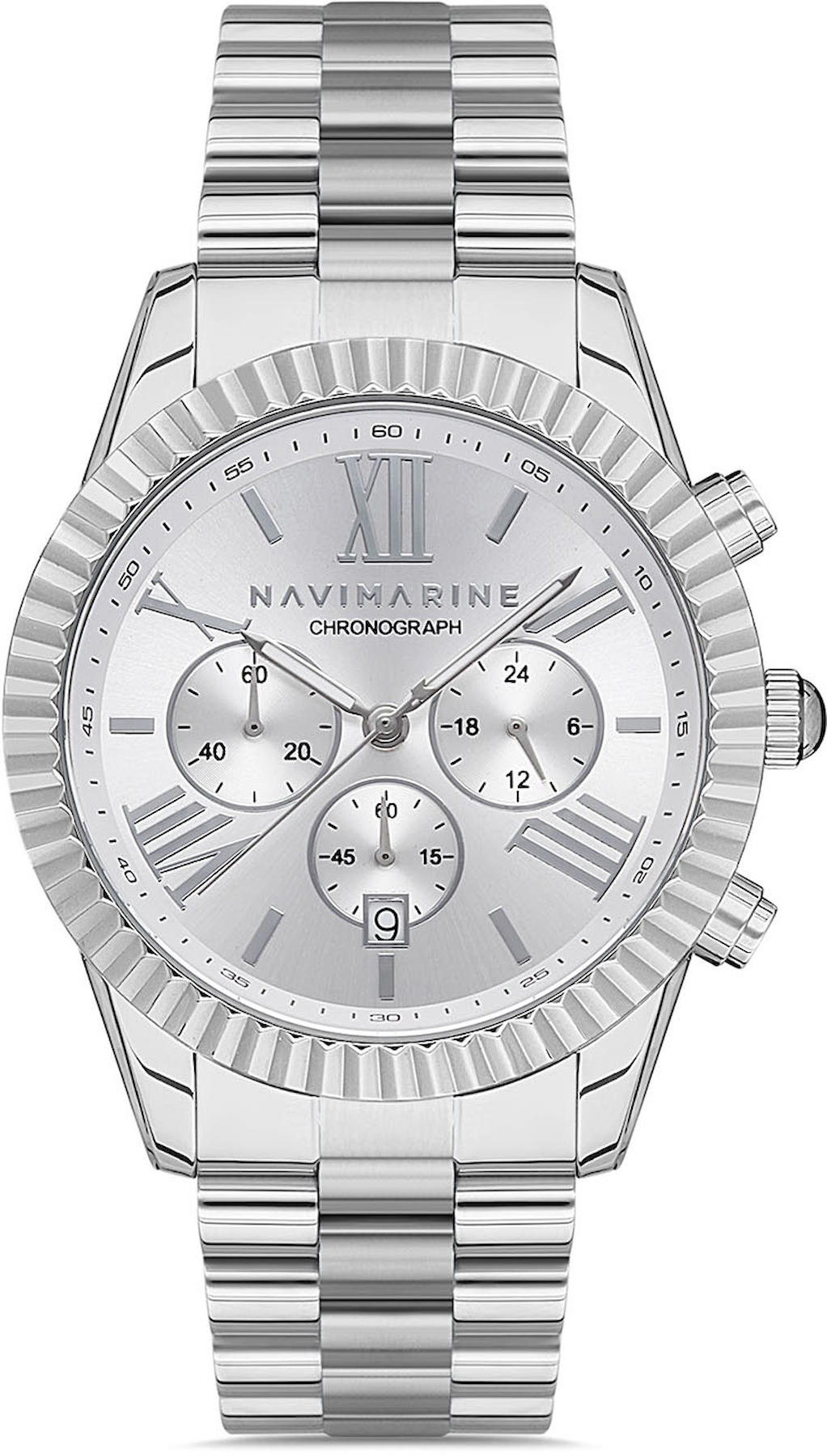 Navimarine MARINE002-01 Takvimli 42 mm Çelik Kordon Analog Kol Saati