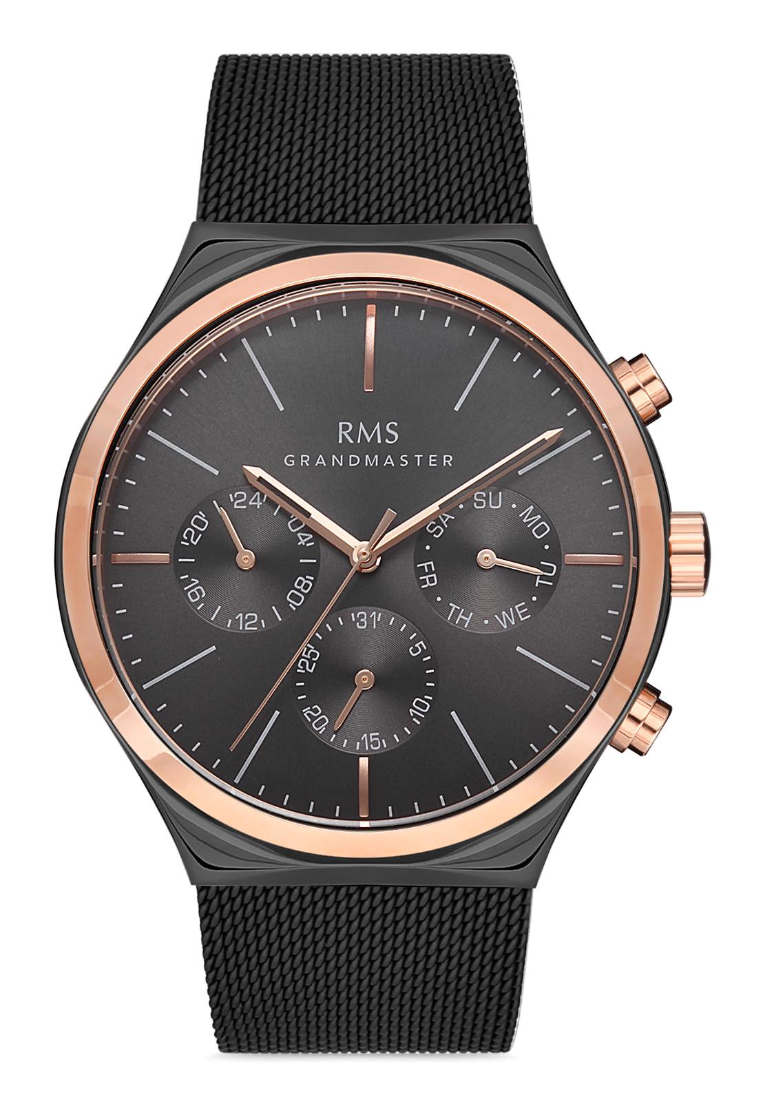 Romanson GR.1.AG1337.05 Takvimli 43 mm Siyah Metal Kordon Analog Erkek Kol Saati