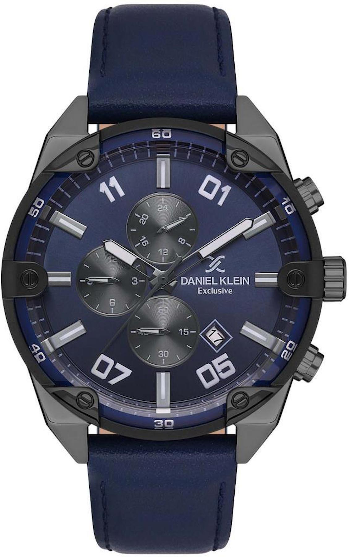 Daniel Klein DK101-DKE.1.10532-3 Takvimli Lacivert Deri Kordon Analog Erkek Kol Saati