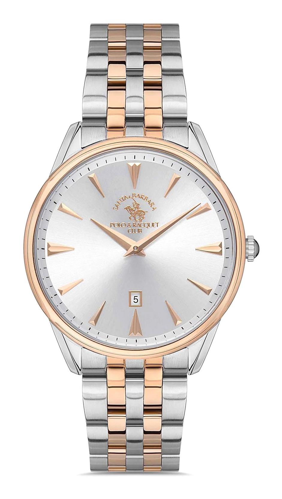 Santa Barbara Polo & Racquet Club SB.1.10394.3 Takvimli Gri-Rose Gold Çelik Kordon Analog Erkek Kol Saati