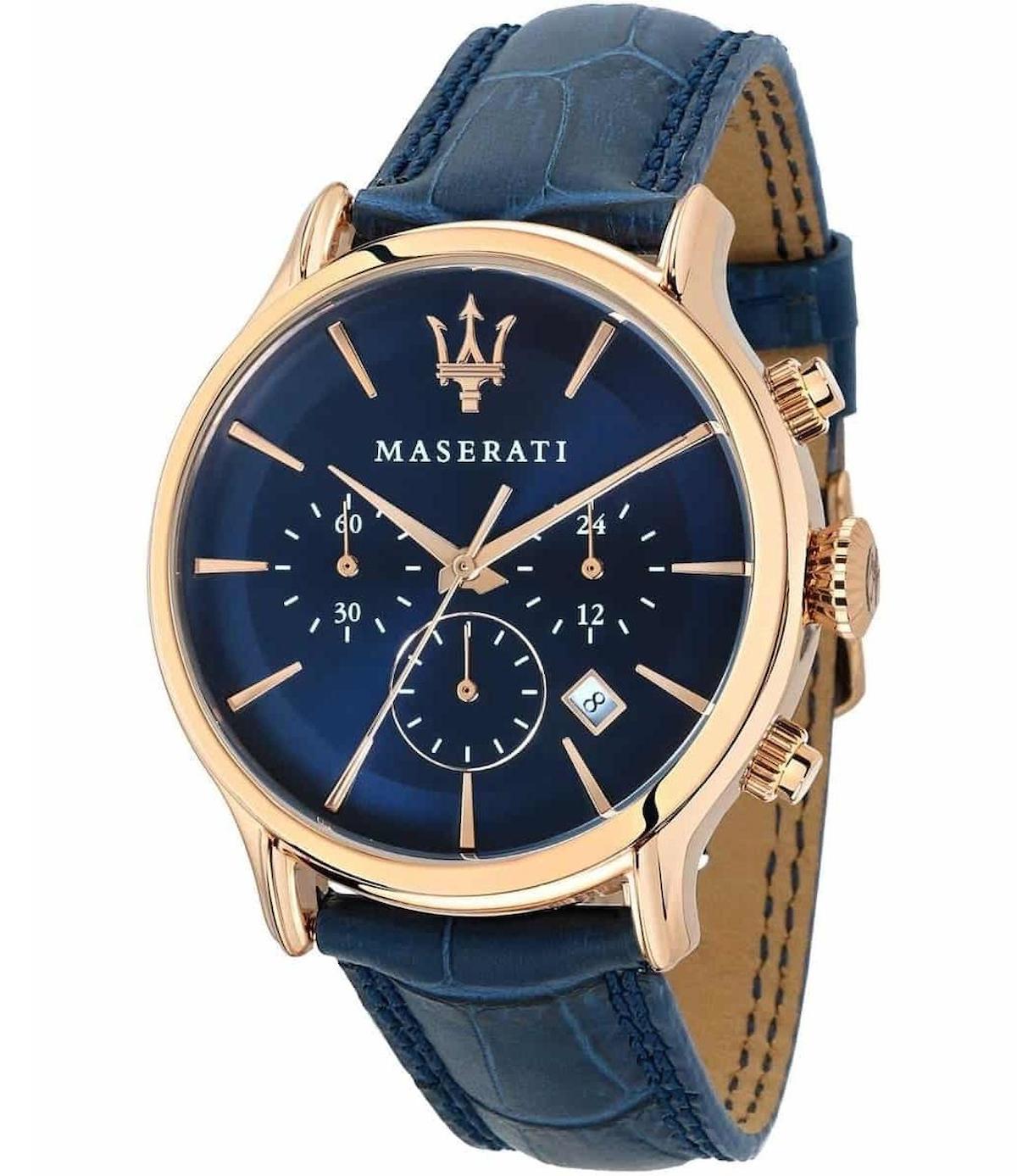 Maserati R8871618007 Takvimli 42 mm Lacivert Deri Kordon Analog Erkek Kol Saati