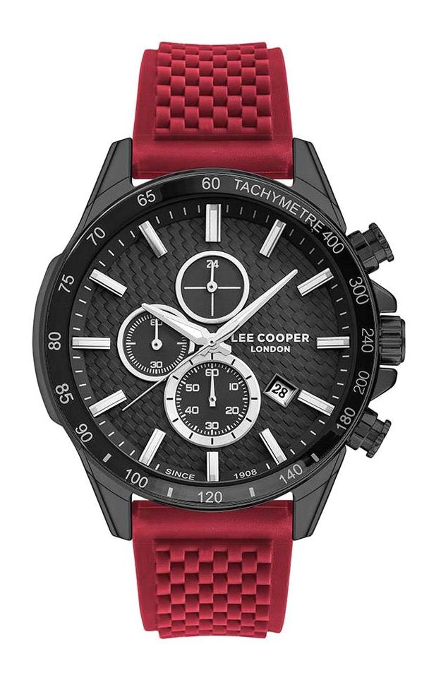 Lee Cooper LC07341.658 Takvimli 46 mm Kırmızı Silikon Kordon Analog Erkek Kol Saati