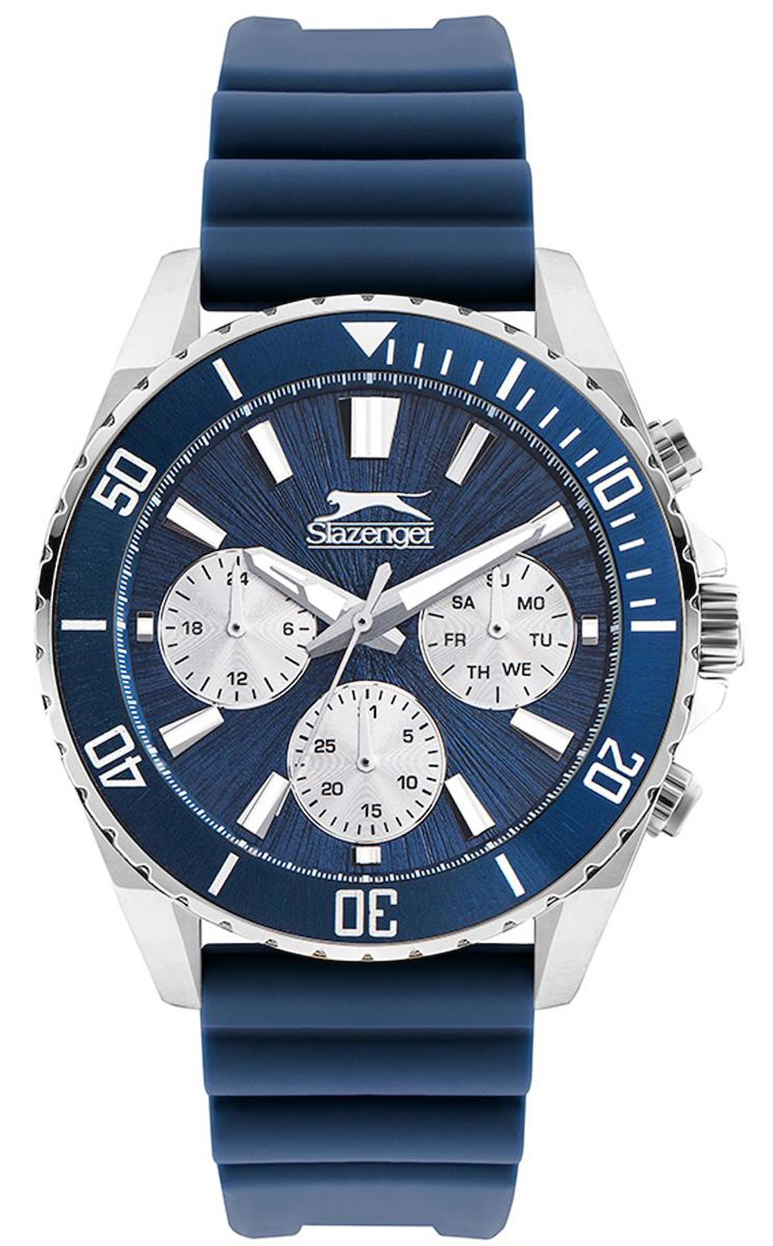Slazenger SL.09.2274.2.02 Takvimli 44 mm Lacivert Silikon Kordon Analog Erkek Kol Saati