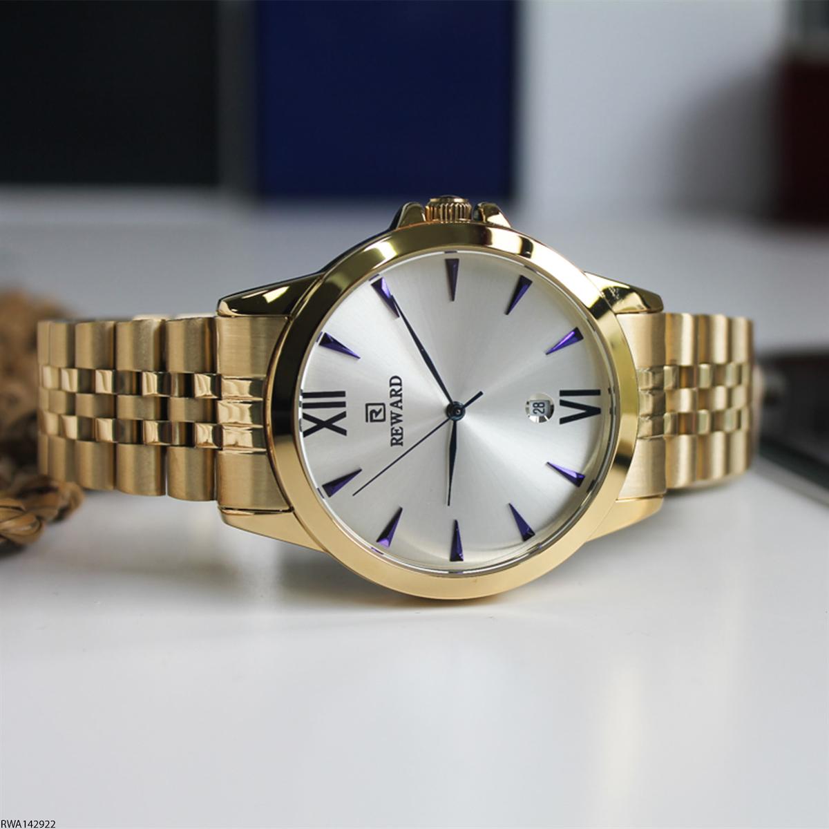 Reward RWA142922 Takvimli 40 mm Altın Çelik Kordon Analog Erkek Kol Saati