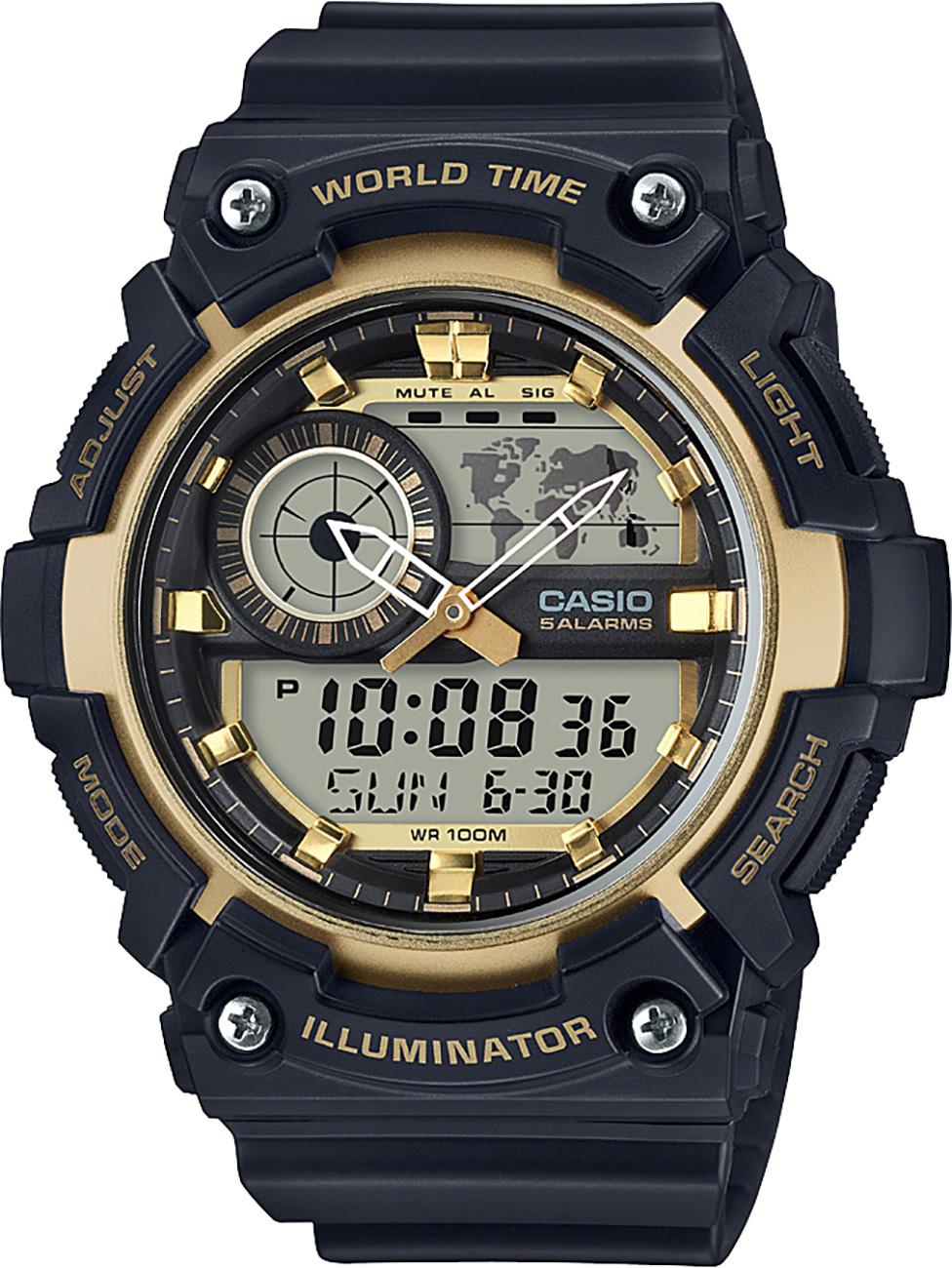Casio AEQ-200W-9A Takvimli 51.4 mm Siyah Silikon Kordon Analog Kol Saati