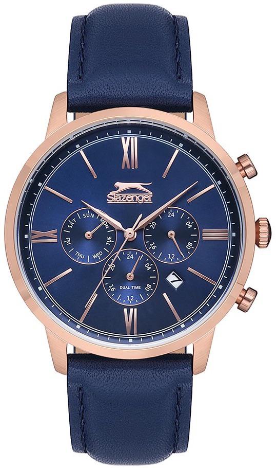 Slazenger SL.09.1820.2.04 Takvimli 44 mm Lacivert Deri Kordon Analog Erkek Kol Saati