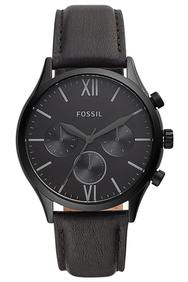 Fossil FBQ2364 Takvimli 44 mm Siyah Deri Kordon Analog Erkek Kol Saati