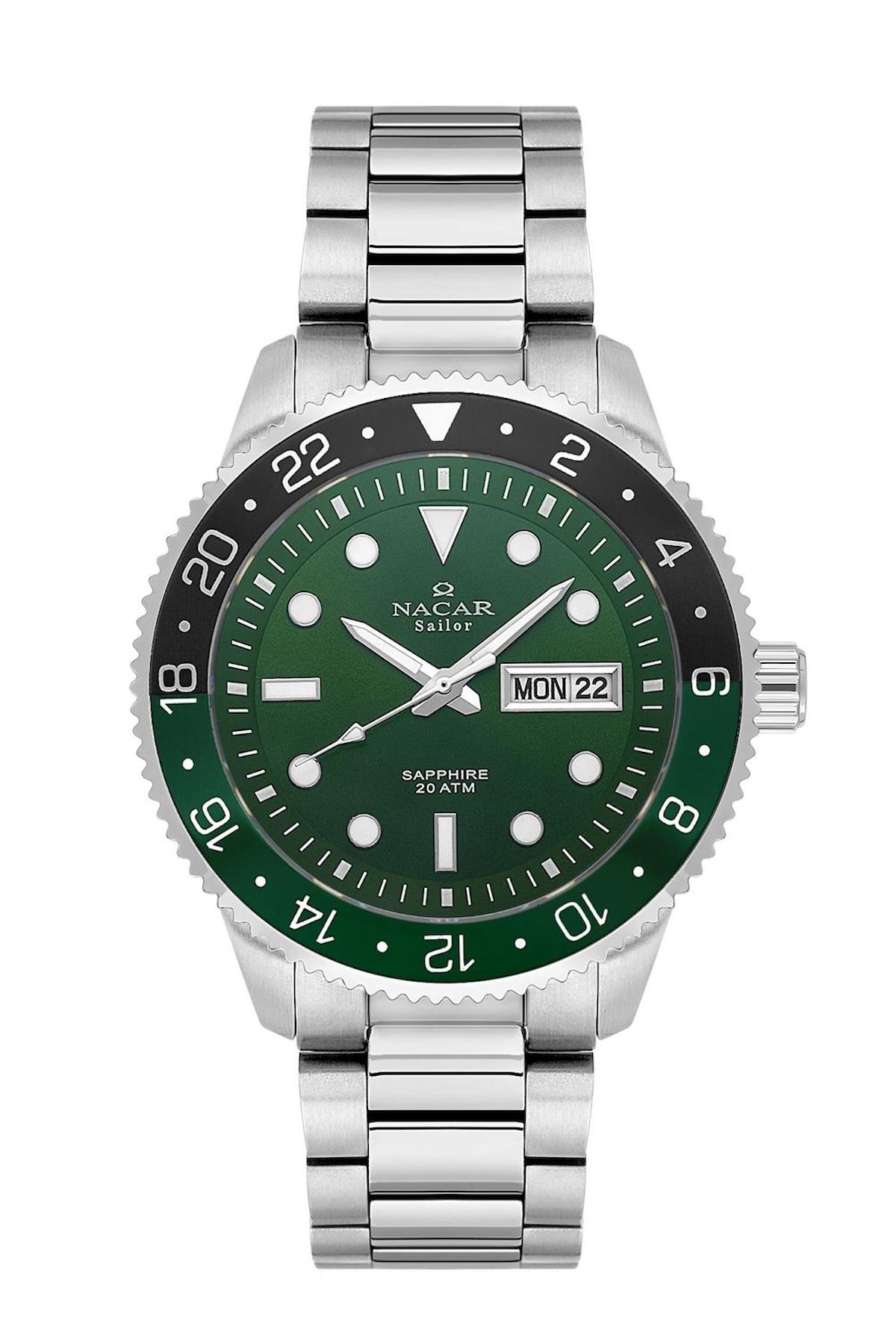 Nacar 37294235NBANM Takvimli 44 mm Çelik Kordon Analog Kol Saati