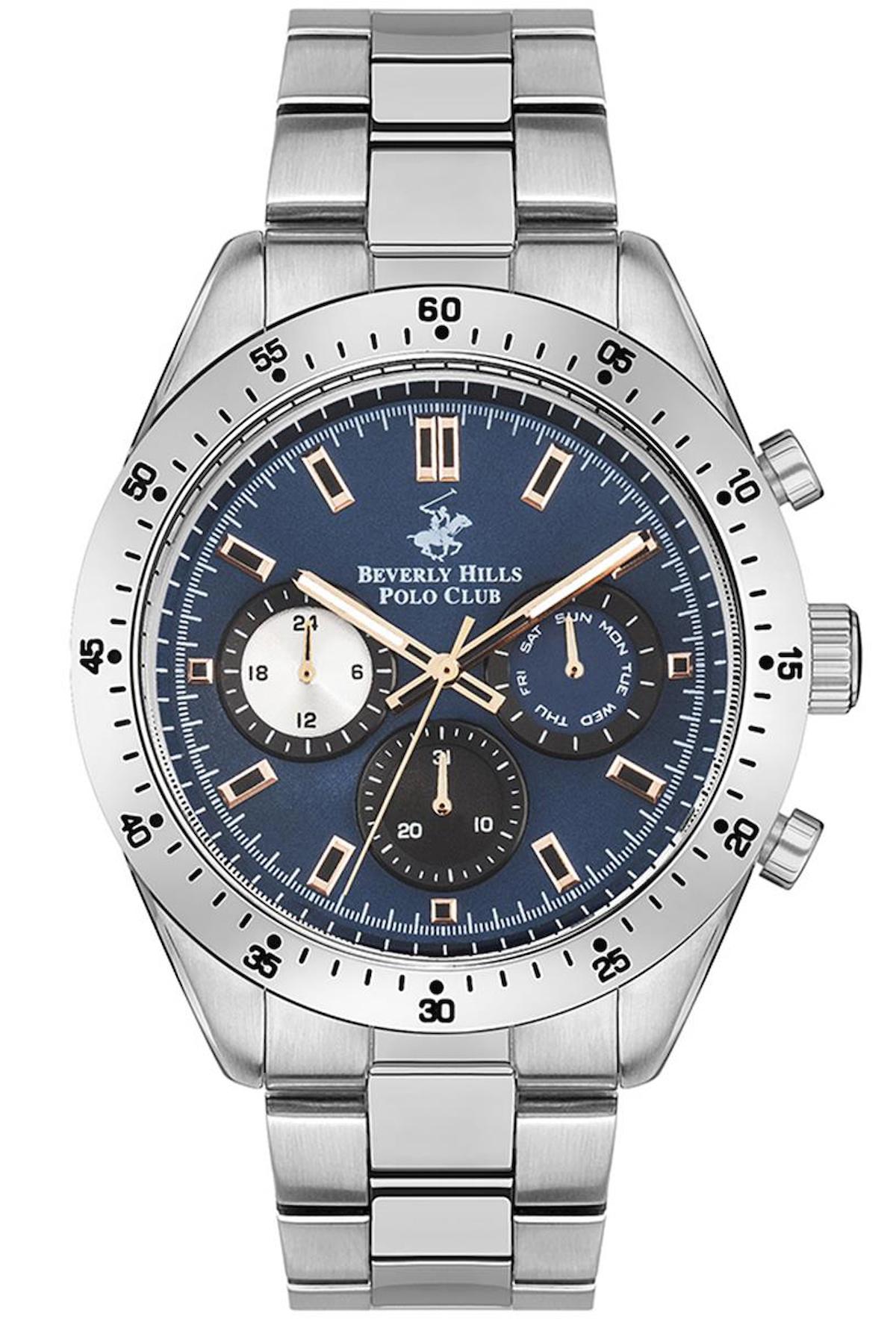 Beverly Hills Polo Club BP3358X390 Takvimli 42 mm Çelik Kordon Analog Erkek Kol Saati