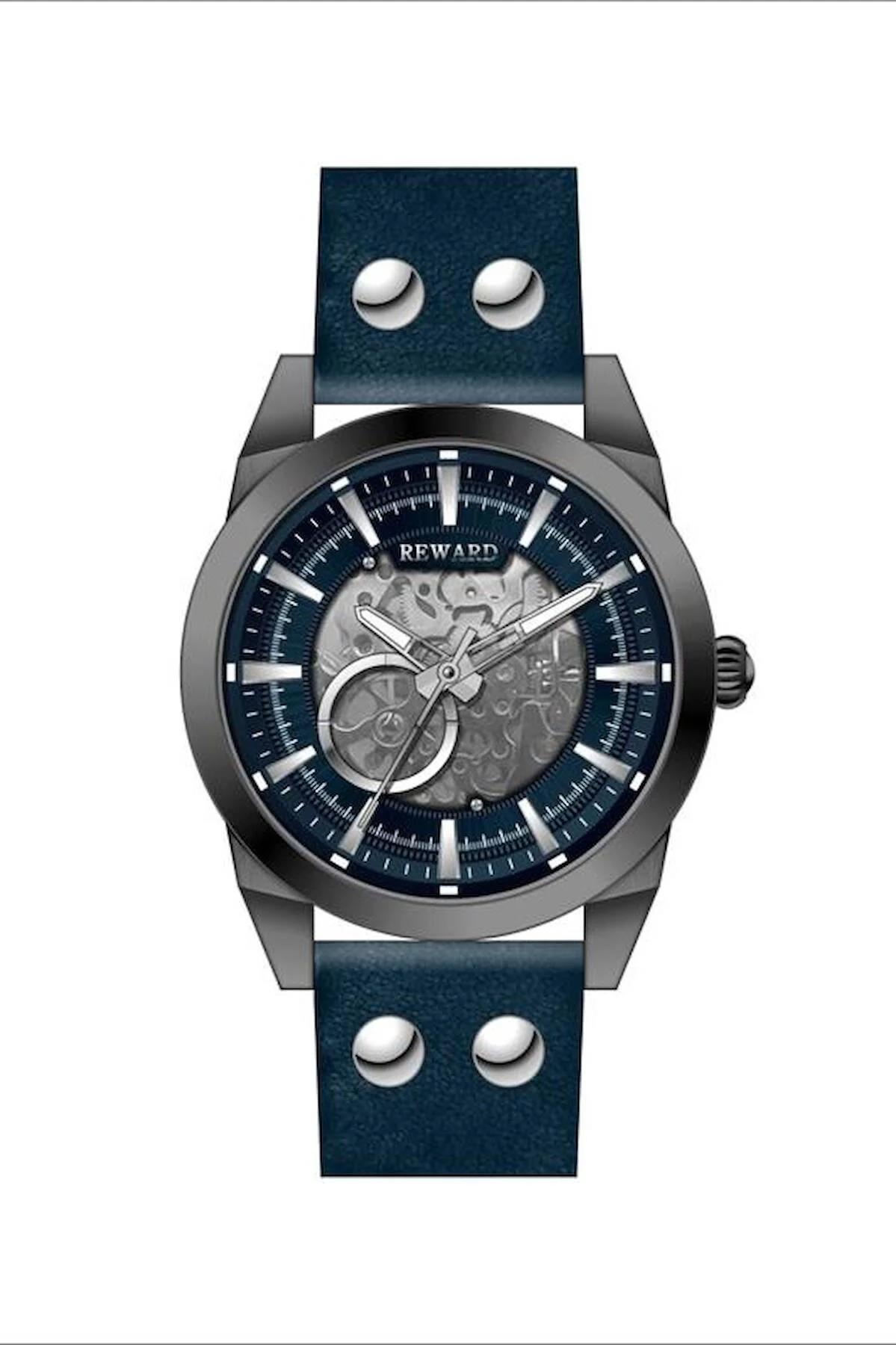 Reward A144109 44 mm Lacivert Deri Kordon Analog Erkek Kol Saati