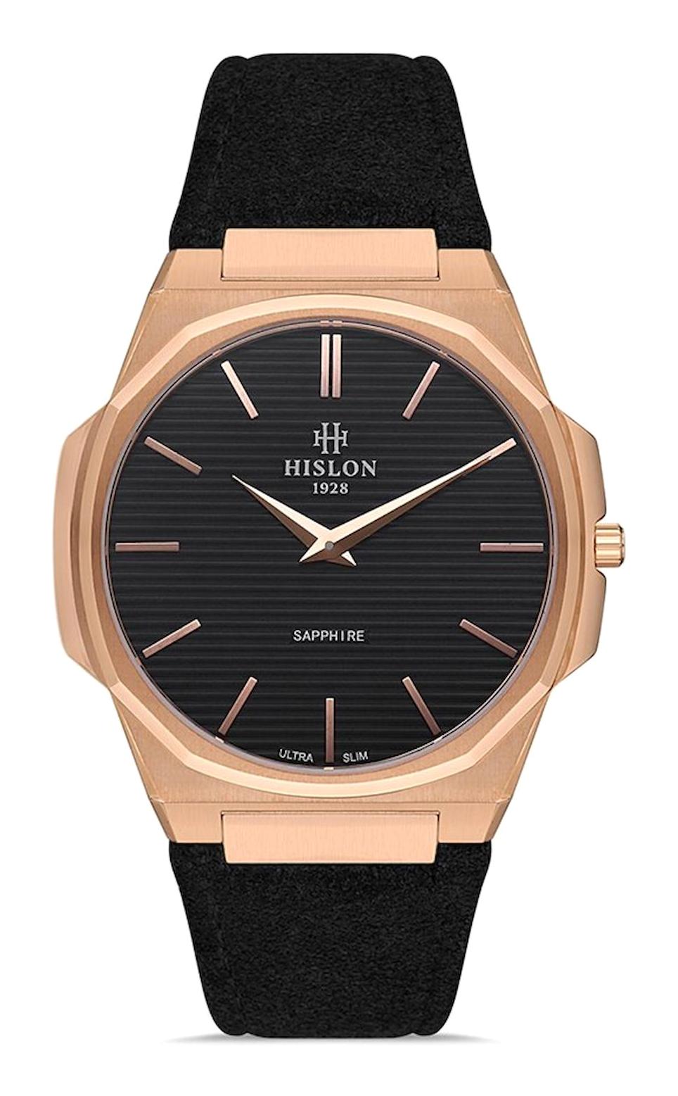 Hislon CL127R-04BR 40 mm Siyah Deri Kordon Analog Erkek Kol Saati