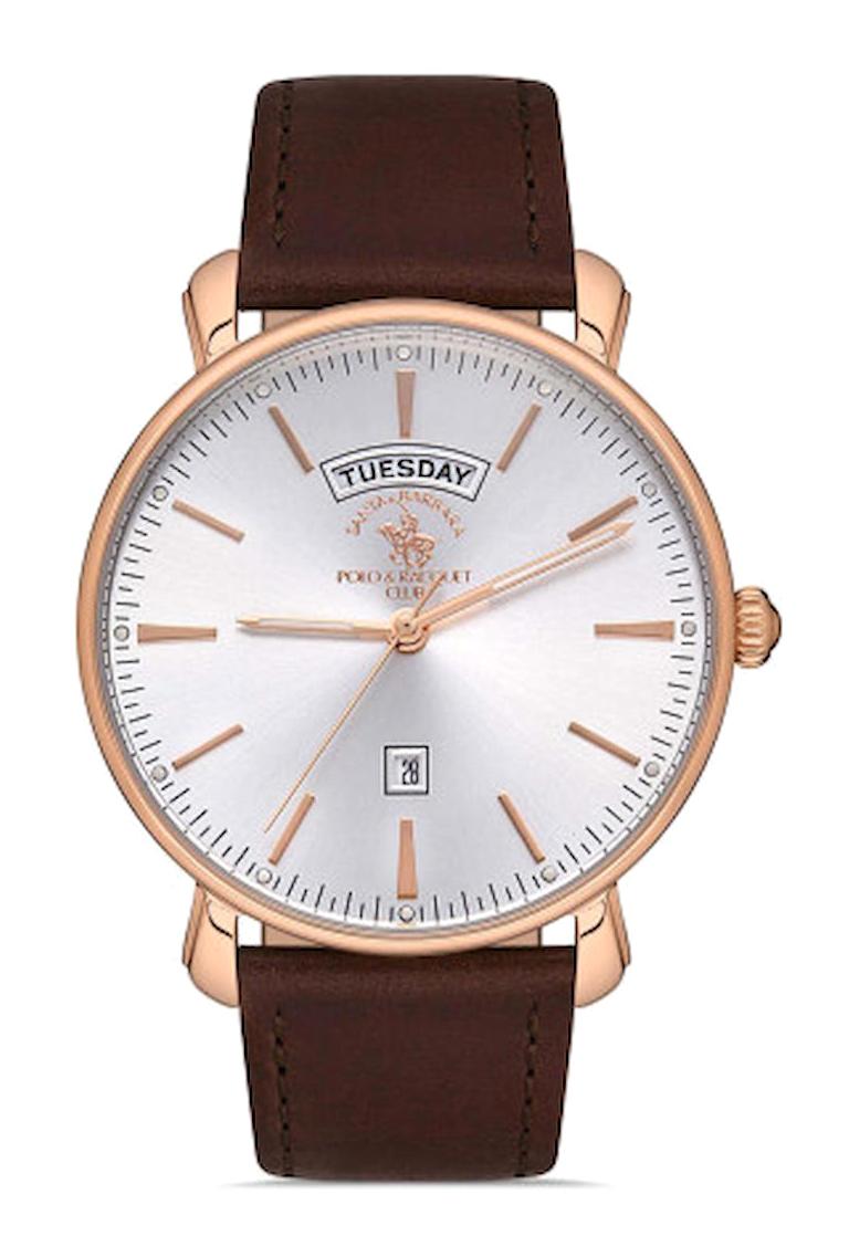 Santa Barbara Polo & Racquet Club SB.1.10317.2 Takvimli 43 mm Kahverengi Deri Kordon Analog Erkek Kol Saati