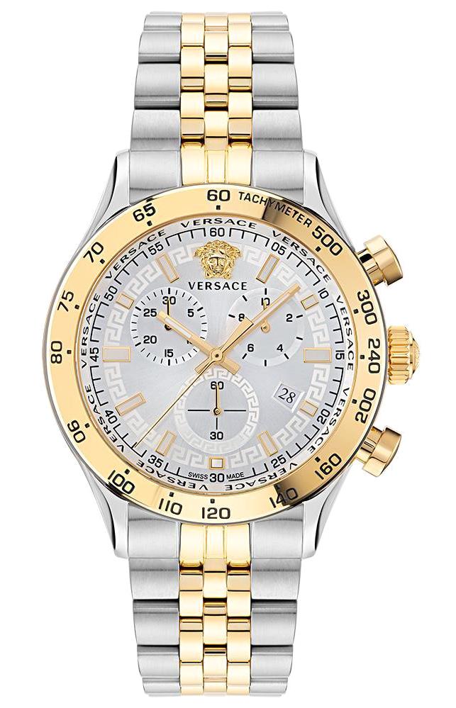 Versace VRSCVE2U00422 Takvimli 44 mm Altın-Çelik Kordon Analog Erkek Kol Saati