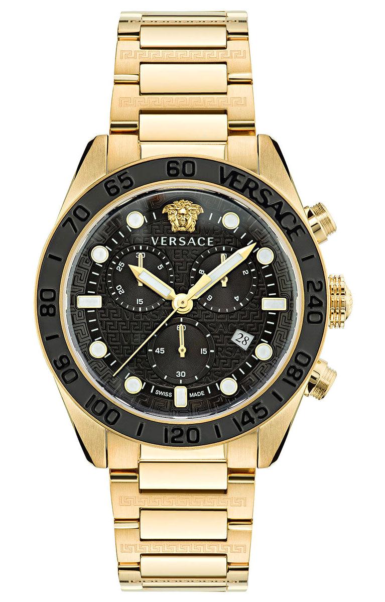 Versace VRSCVE6K00523 Takvimli 43 mm Altın Çelik Kordon Analog Erkek Kol Saati