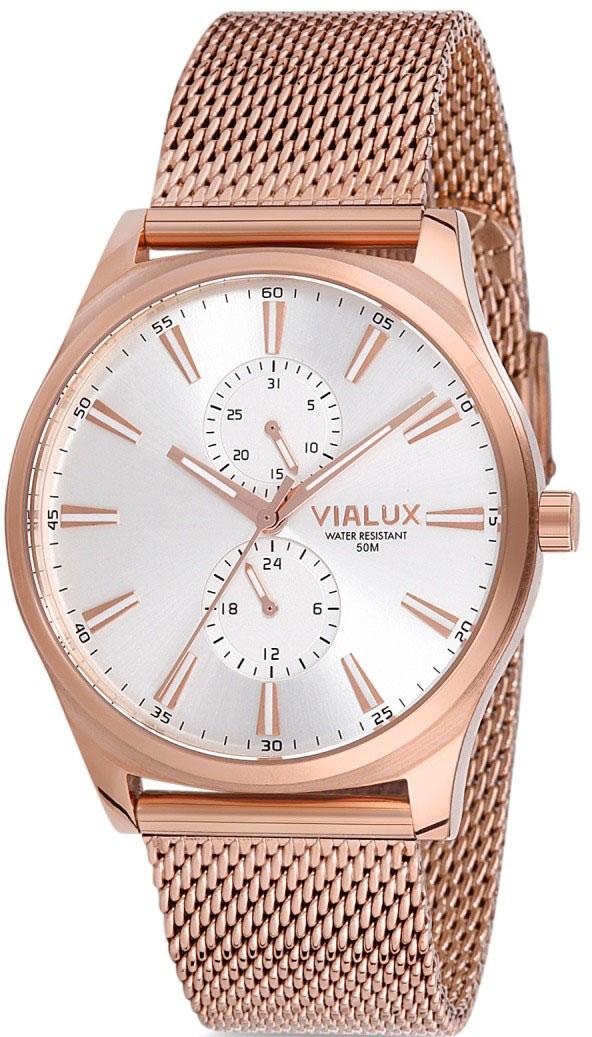 Vialux VX519R-02SR Takvimli 44 mm Rose Gold Çelik Kordon Analog Kol Saati