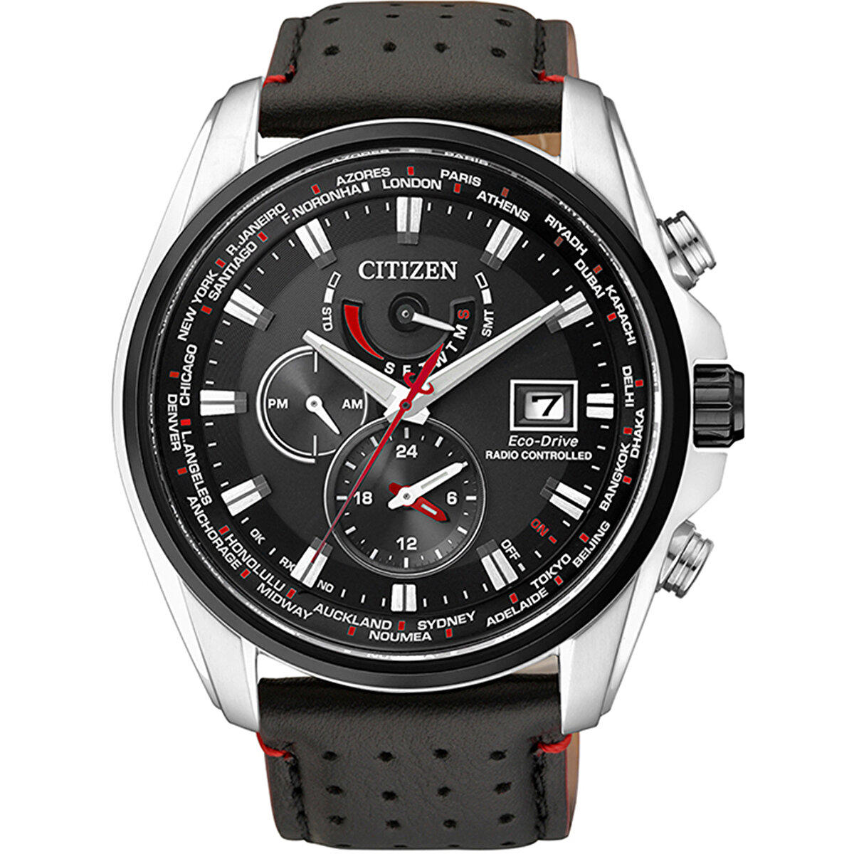 Citizen AT9036-08E Takvimli 44 mm Siyah Deri Kordon Analog Kol Saati