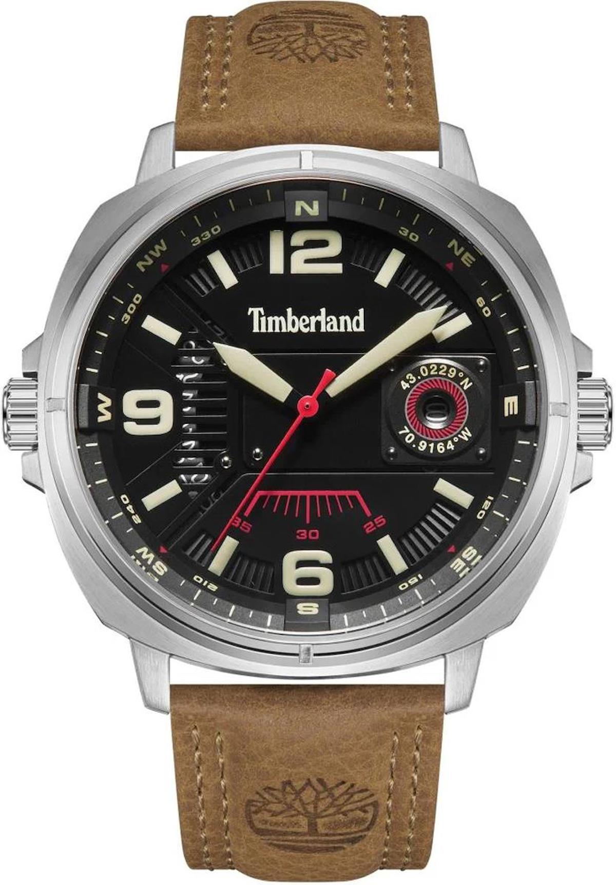 Timberland TDWGB2201402 Takvimli 45 mm Gri Deri Kordon Analog Erkek Kol Saati