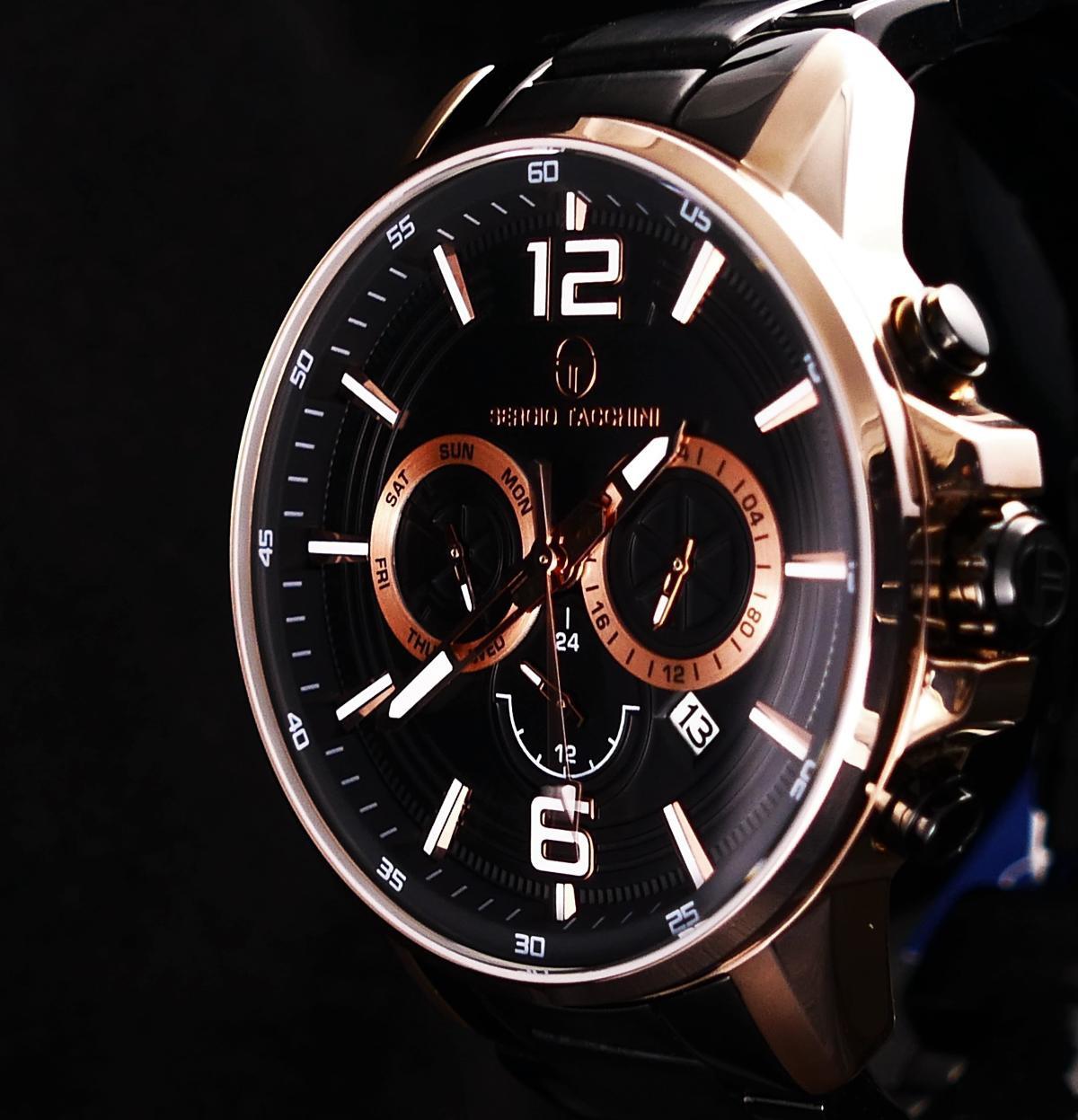 Sergio Tacchini ST.14.105.06 Takvimli 45 mm Siyah Çelik Kordon Analog Kol Saati