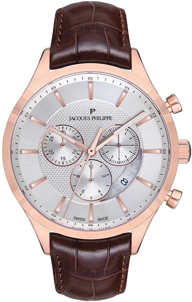 Jacques Philippe JPQGC033123 Pusulalı Takvimli 43 mm Kahverengi Deri Kordon Analog Erkek Kol Saati