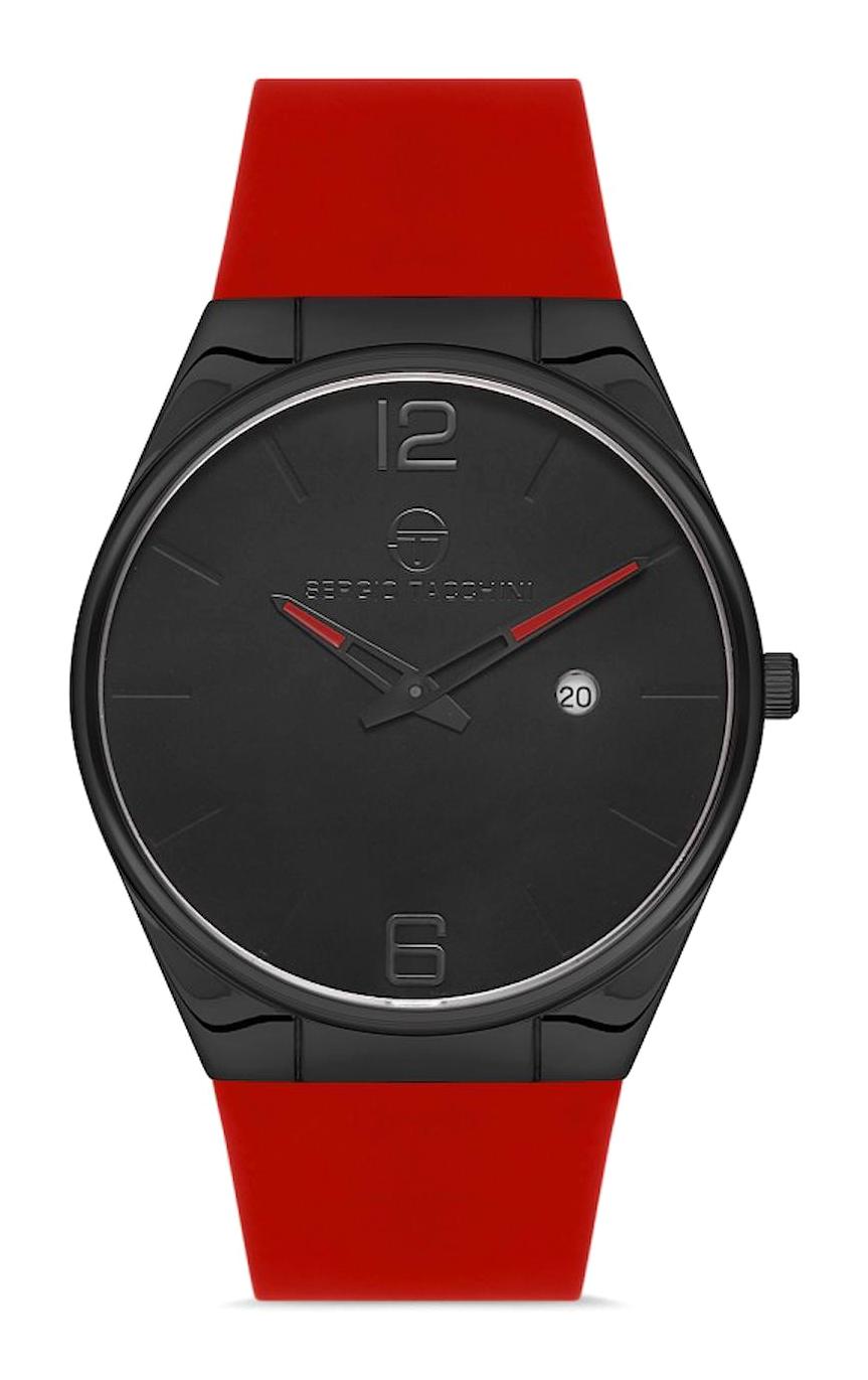 Sergio Tacchini ST.1.10111.4 Takvimli Kırmızı Silikon Kordon Analog Erkek Kol Saati