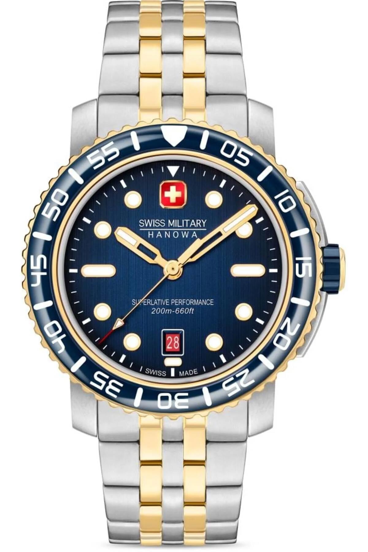 Swiss Military SMWGH0001760 Takvimli 44 mm Gri Deri Kordon Analog Erkek Kol Saati