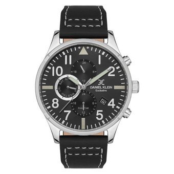Daniel Klein DKE.1.10415-1 Takvimli Siyah Deri Kordon Analog Erkek Kol Saati