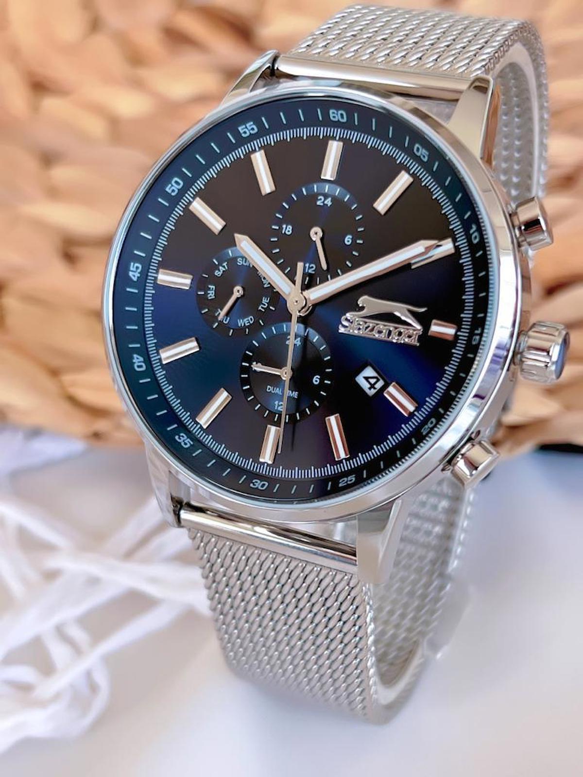 Slazenger SL.1.378 Su Geçirmez Takvimli 48 mm Çelik Kordon Analog Erkek Kol Saati
