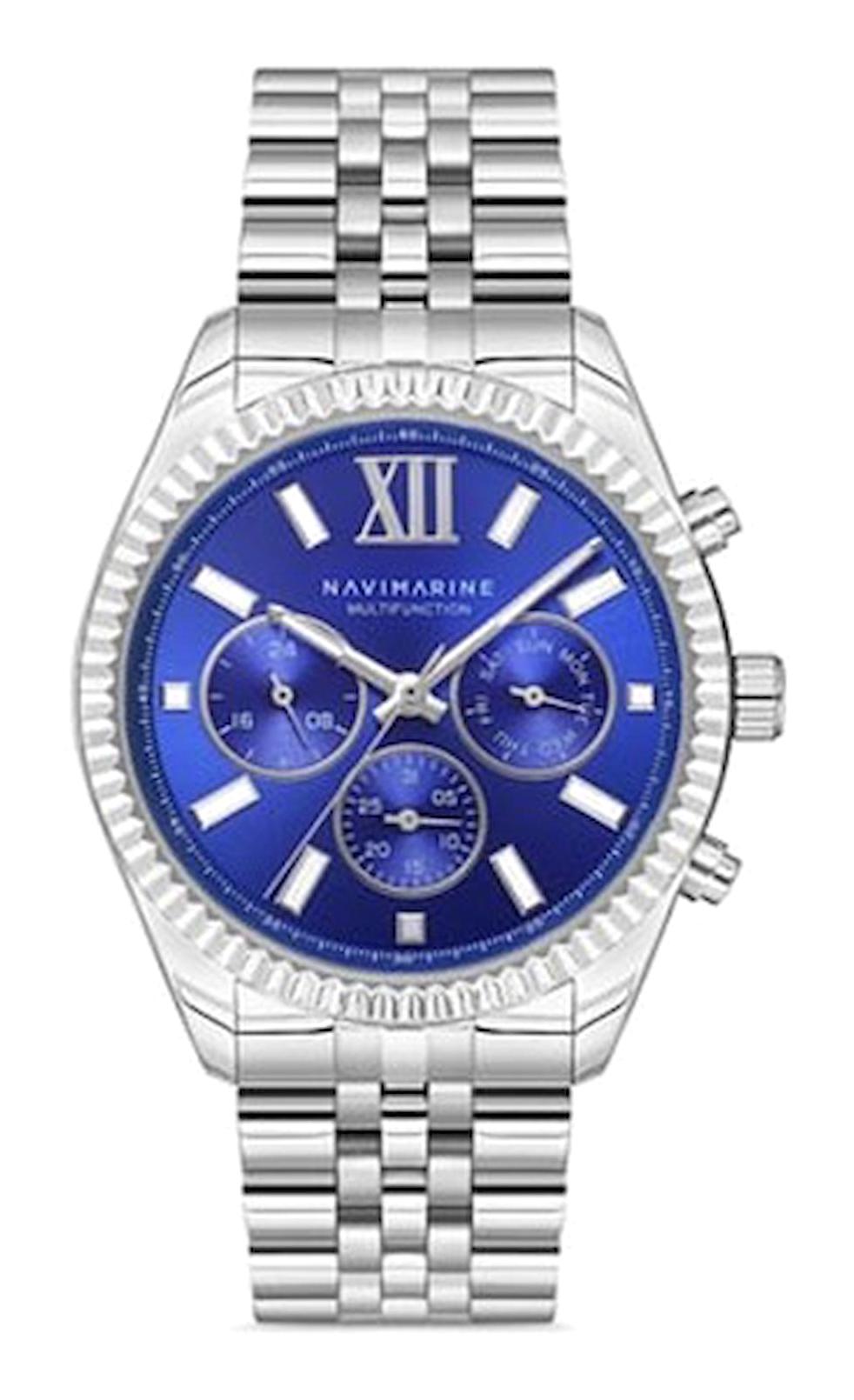 Navimarine NM151-02 Takvimli 44 mm Çelik Kordon Analog Kol Saati