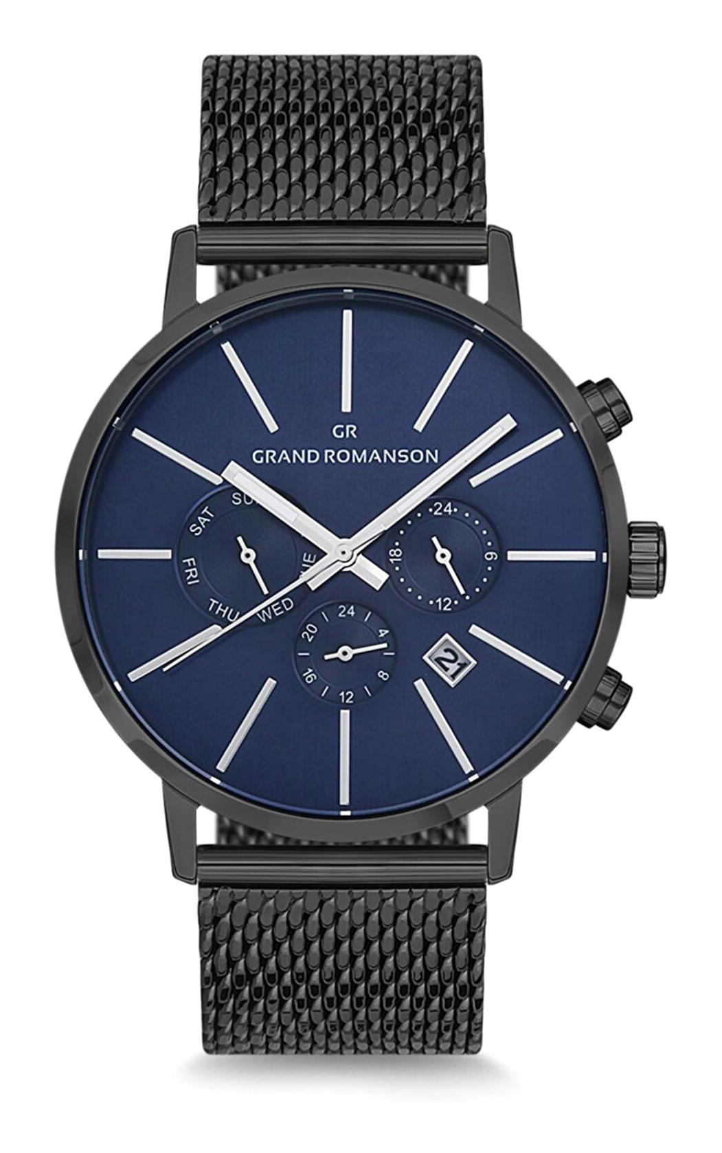 Romanson GR.1.AG1187.10 Takvimli 42 mm Siyah Metal Kordon Analog Erkek Kol Saati