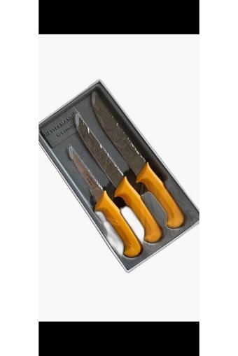messermann germany Solingen | Bıçak Seti - (3 PARÇA / SARI) Solingen Servis Bıçağı Takımı