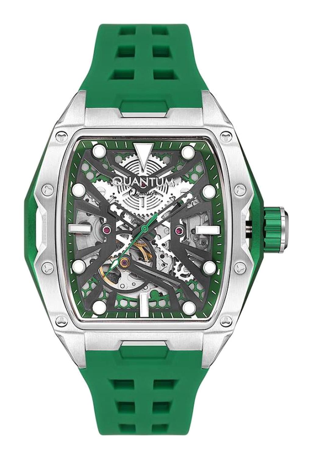 Quantum QMG1103.375 45 mm Yeşil Silikon Kordon Analog Erkek Kol Saati