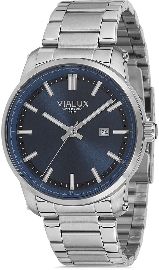 Vialux AS527S-11SS Takvimli 42.5 mm Çelik Kordon Analog Kol Saati