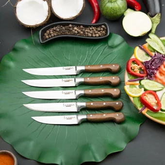 LAZBİSA Mutfak Bıçak Seti Ekmek Sebze Meyve Bıçak Seti 5'li Bilezikli