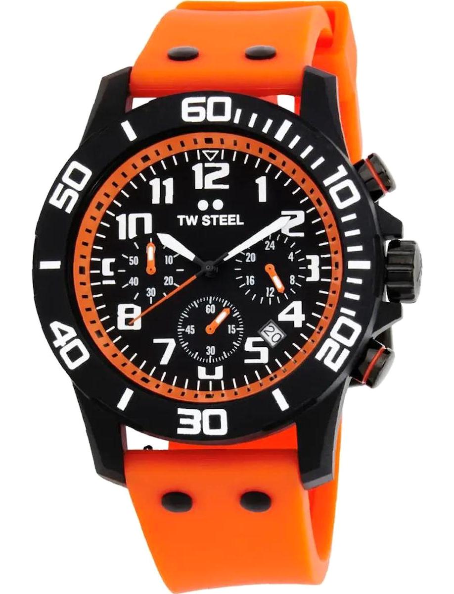 Tw Steel TW-CA2 Takvimli 44 mm Turuncu Silikon Kordon Analog Erkek Kol Saati