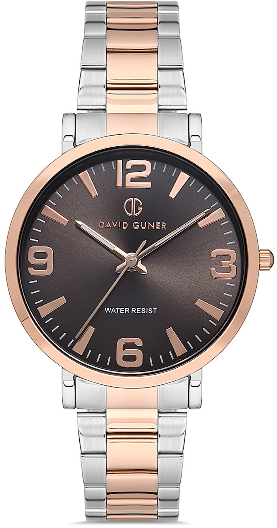 David Guner DG-8072GA-E9 Takvimli 42 mm Gri-Rose Gold Çelik Kordon Analog Kol Saati